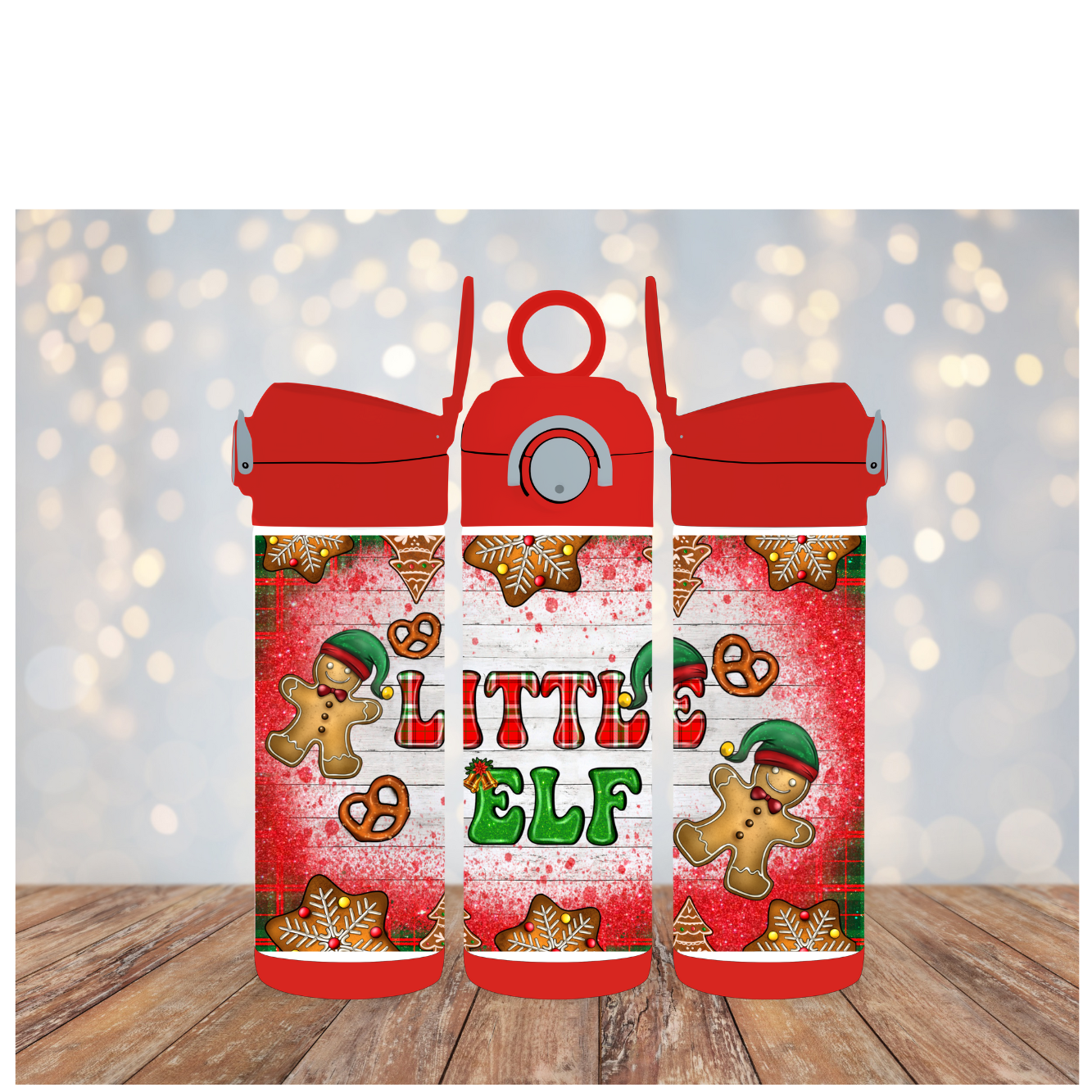 12oz kids Flip top waterbottle Christmas Little Elf