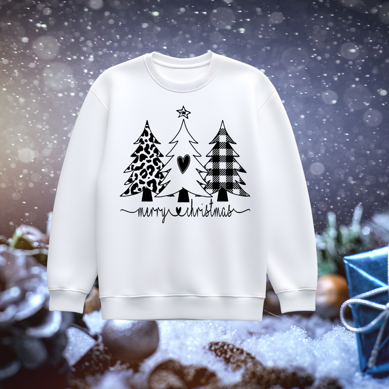 Merry Christmas black plaid sweatshirt