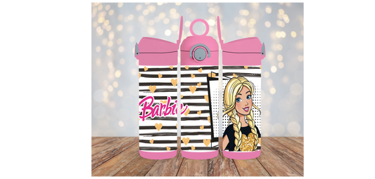 12oz kids Flip top waterbottle pink barbie