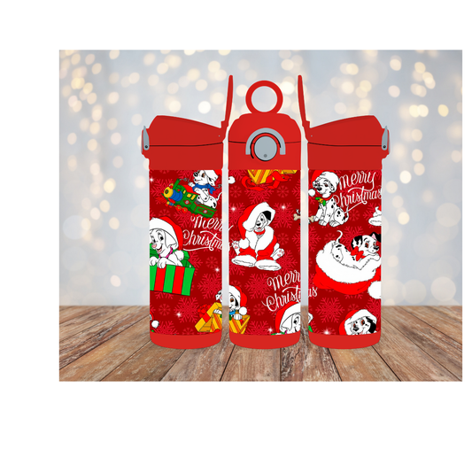12oz kids Flip top waterbottle Christmas Dalmations
