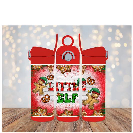 12oz kids Flip top waterbottle Christmas Little Elf