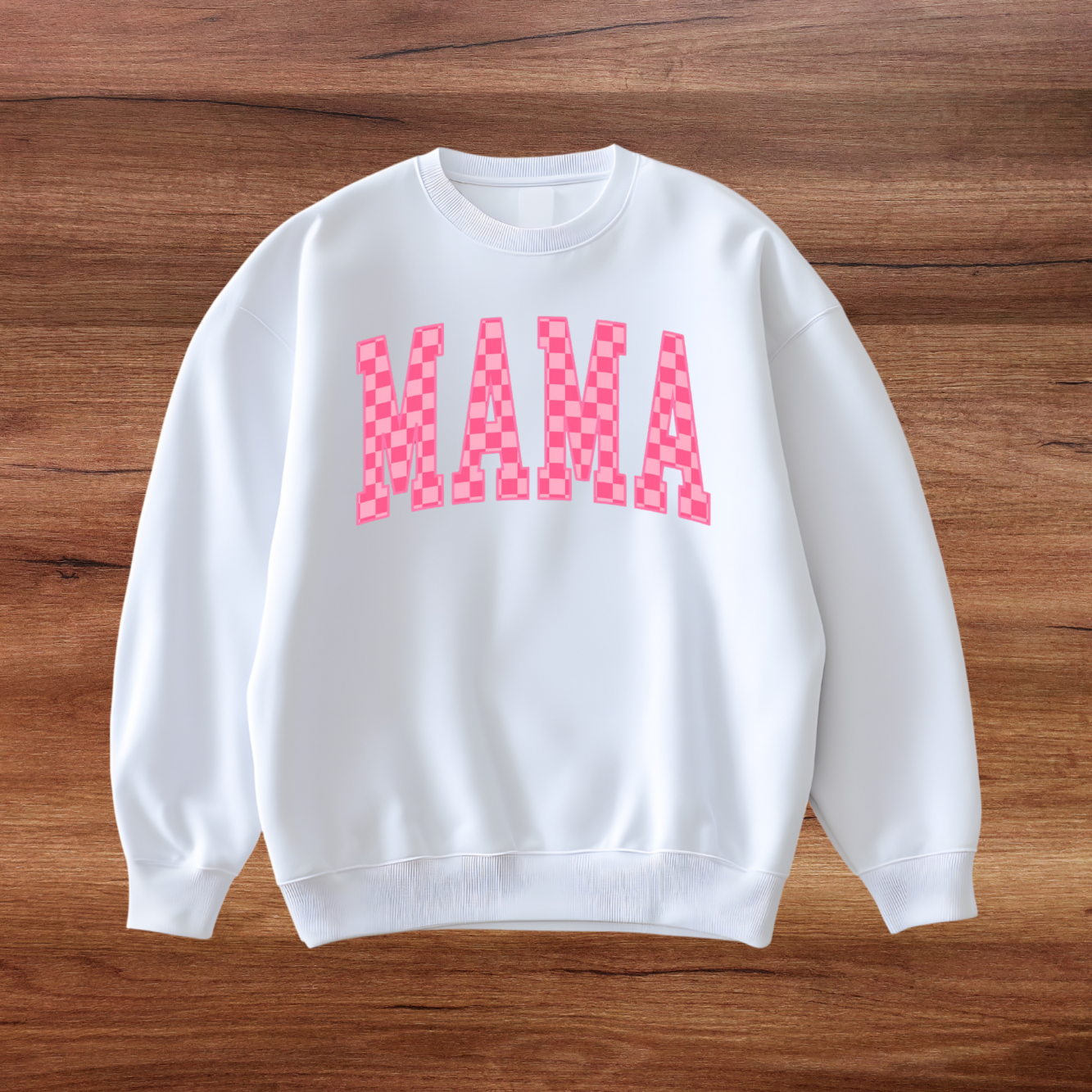 Pink Checkered MAMA sweatshirt