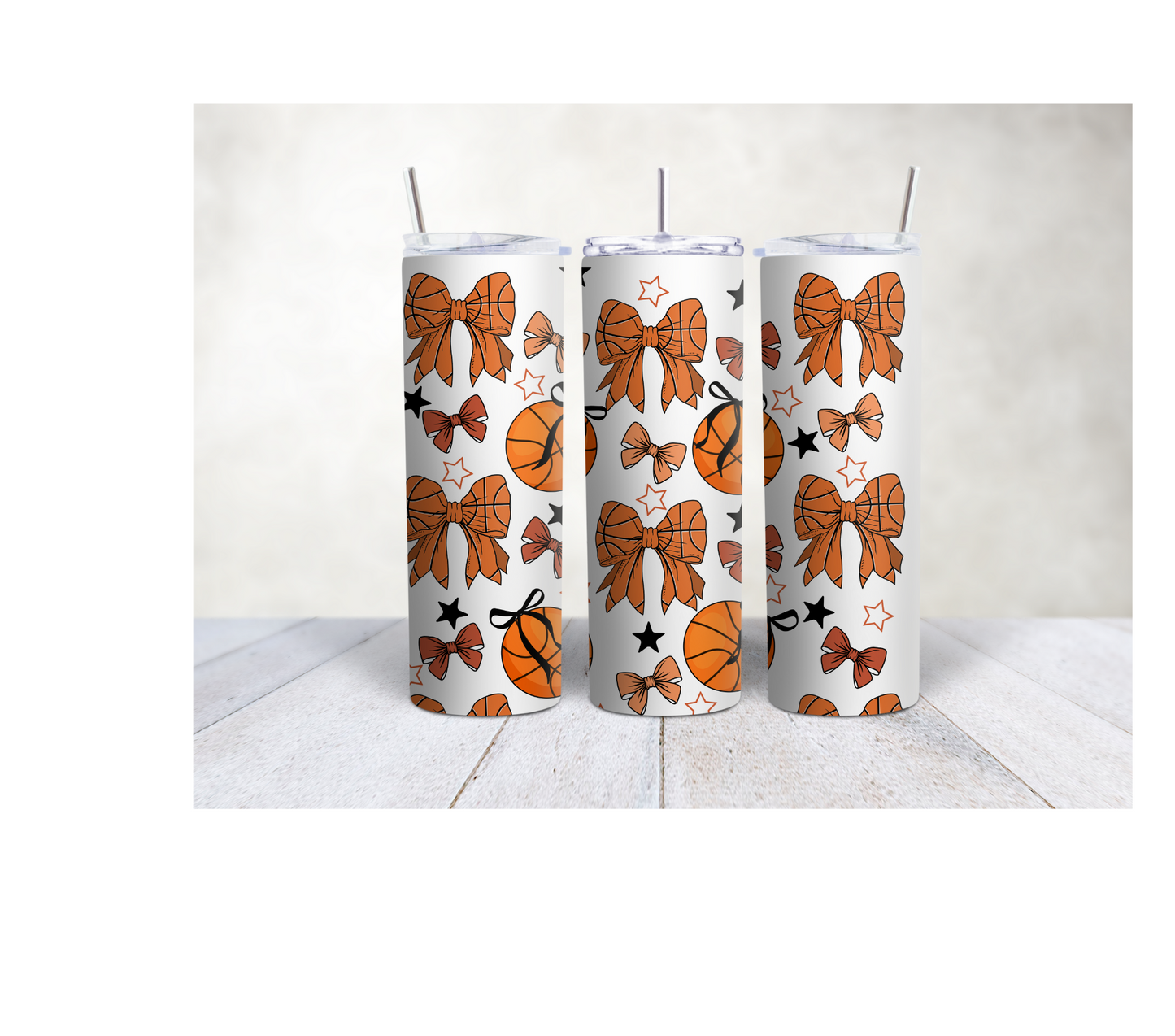 20oz basketball and bows tumbler