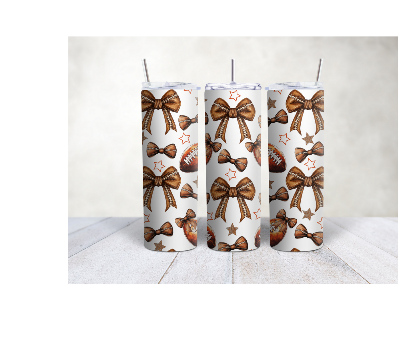 20oz Football and bows tumbler