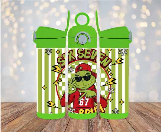 12oz kids Flip top waterbottle Grinch 6 7